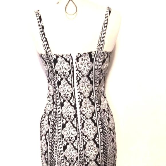 Vintage Dress 90s Shane Sleeveless Black White Geometric Pattern Wiggle … - Picture 3 of 9